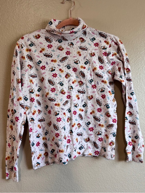 Vintage Other - Vintage White Floral and Patterned Long Sleeve Turtleneck